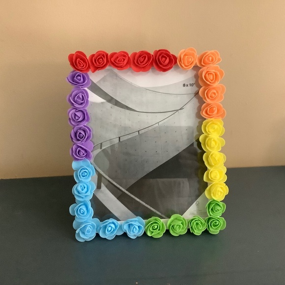 8”x10” multi colored rainbow real touch rosebud picture frame - Picture 1 of 6